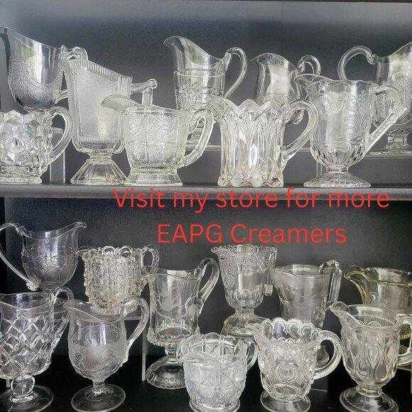 Antique EAPG Glass Creamer Adams & Co. Cottage aka Dinner Bell c.1887 USA Made - Picture 9 of 10